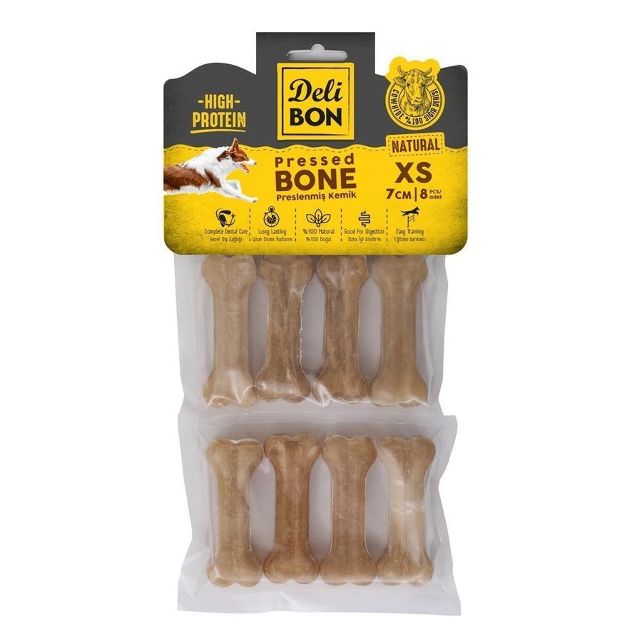 DERİ PRES KEMİK 7CM XS BOY 8Lİ PAKET NATUREL NATUREL 7CMX8AD.