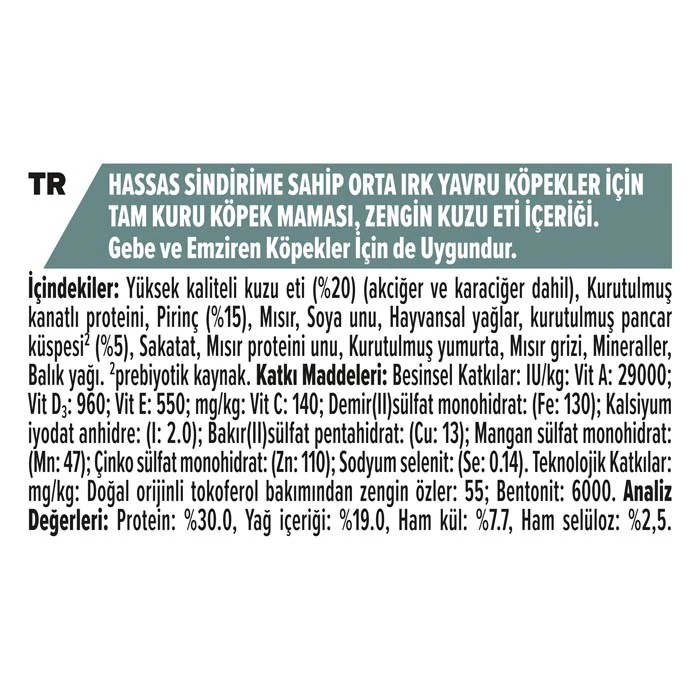 PROPLAN OPTİ DİGEST KUZULU YAVRU KÖPEK MAMASI 12 KG