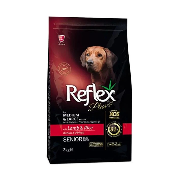 REFLEX PLUS BÜYÜK ORTA IRK KUZULU YAŞLI KÖPEK MAMASI 3 KG