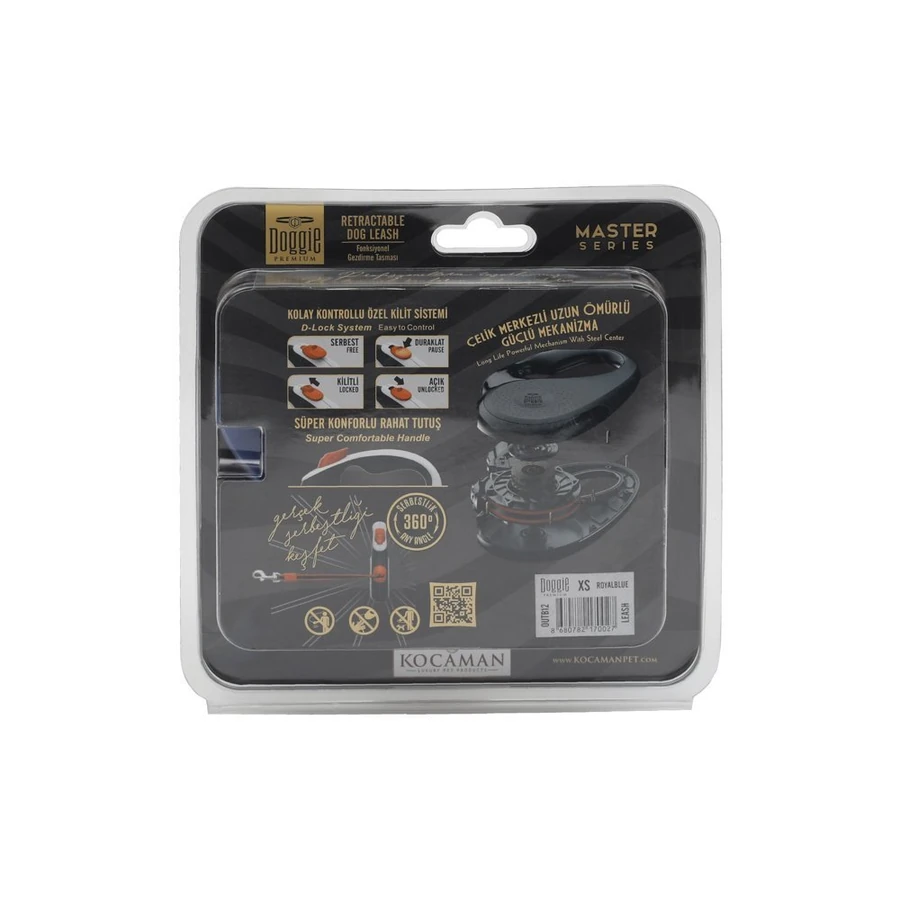 Doggie Master XSmall Şerit Otomatik Tasma 3 Metre Royal Mavi