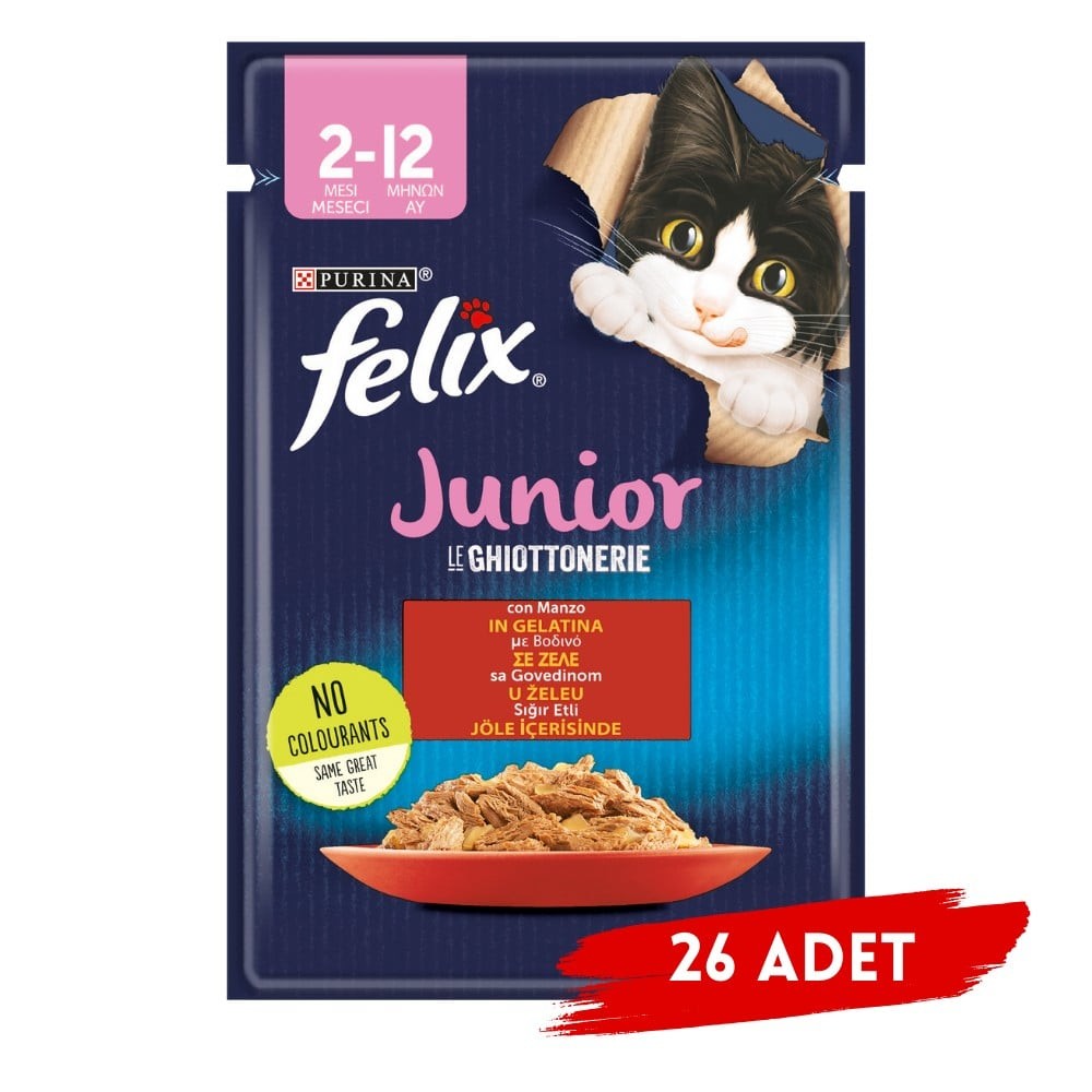 Felix Sığır Etli Yaş Yavru Kedi Maması 85 Gr X 26 Adet