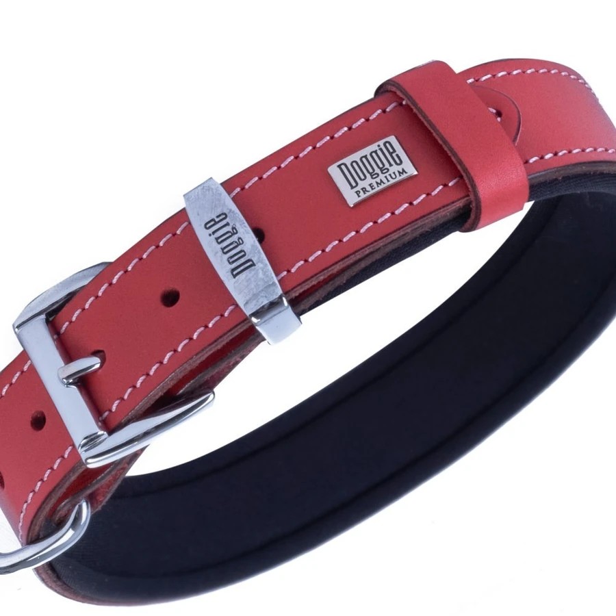DOGGIE COMFORT KEMIK DESENLI DERI BOYUN TASMASI KIRMIZI SBT-3035 3,0X55 CM