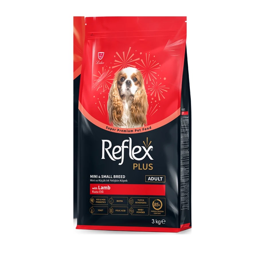 REFLEX PLUS KUZU ETLİ MİNİ VE KÜÇÜK IRK YETİŞKİN KÖPEK MAMASI 3 KG
