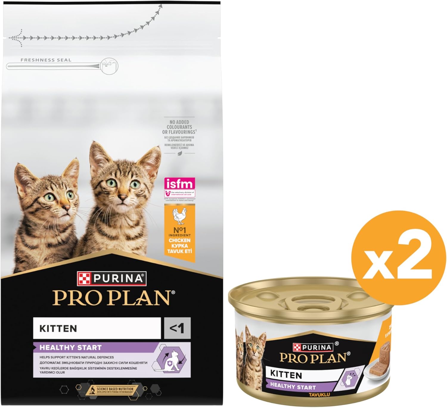 Pro Plan Yavru Kediler İçin Tavuk Etli Kuru Mama 1.5 Kg + Purina Pro Plan Yaş Yavru Kedi Maması 85 Gram