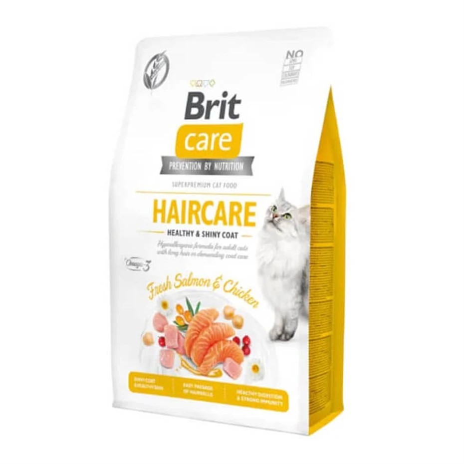 BRİT CARE TAHILSIZ HAİRCARE TAVUKLU SOMONLU KEDİ MAMASI 2 KG