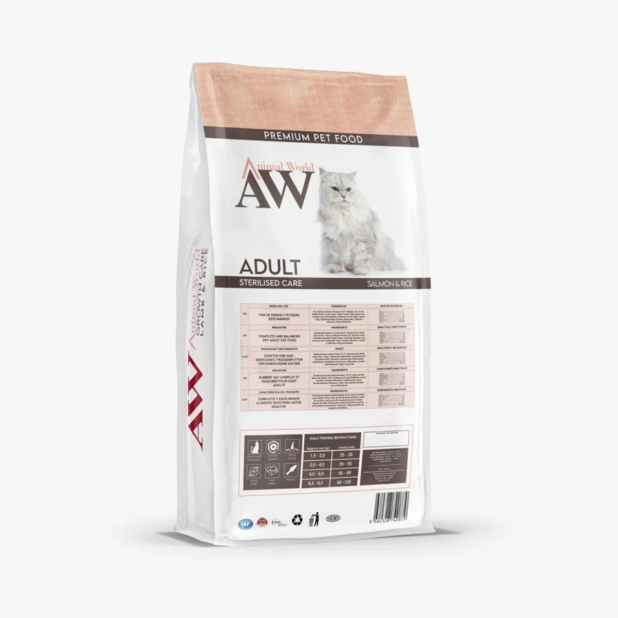 ANİMAL WORLD KEDİ STERİL SOMON 15 KG
