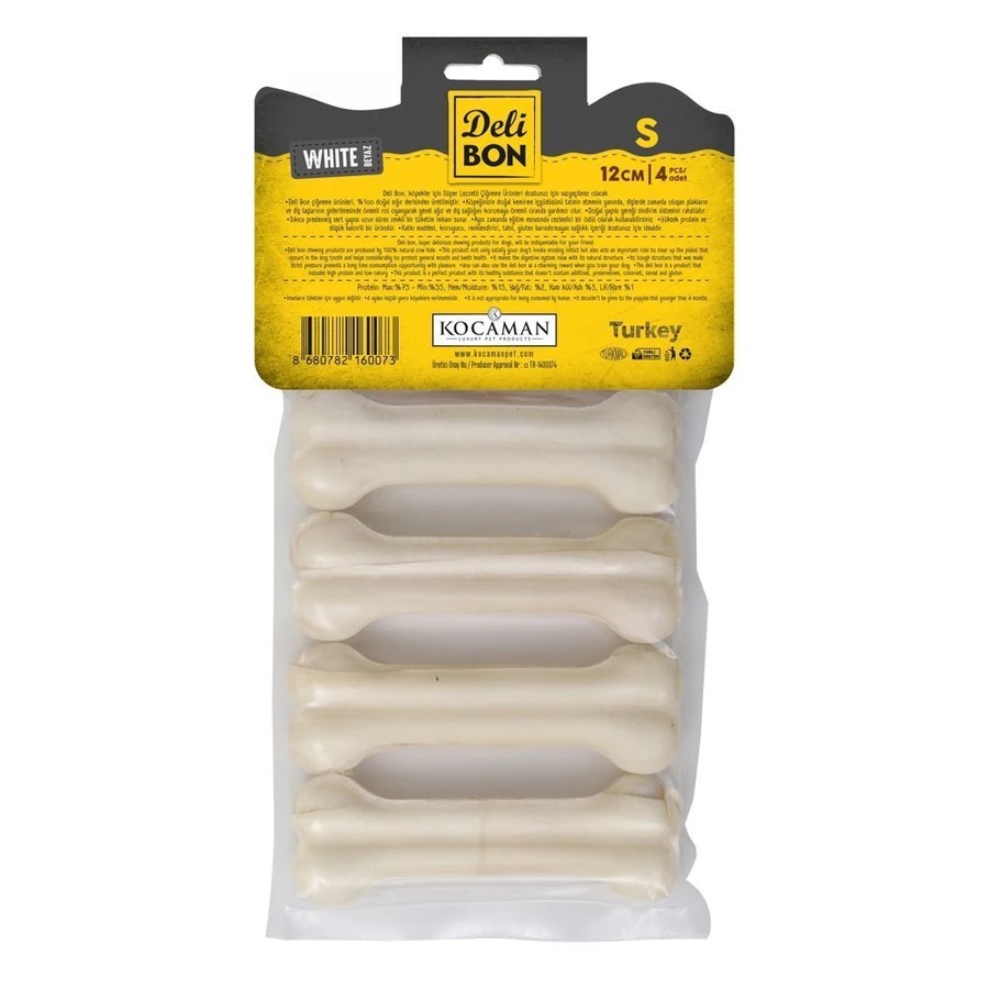 DERİ PRES KEMİK 12CM S BOY 4LÜ PAKET BEYAZ BEYAZ 12CMX4AD.