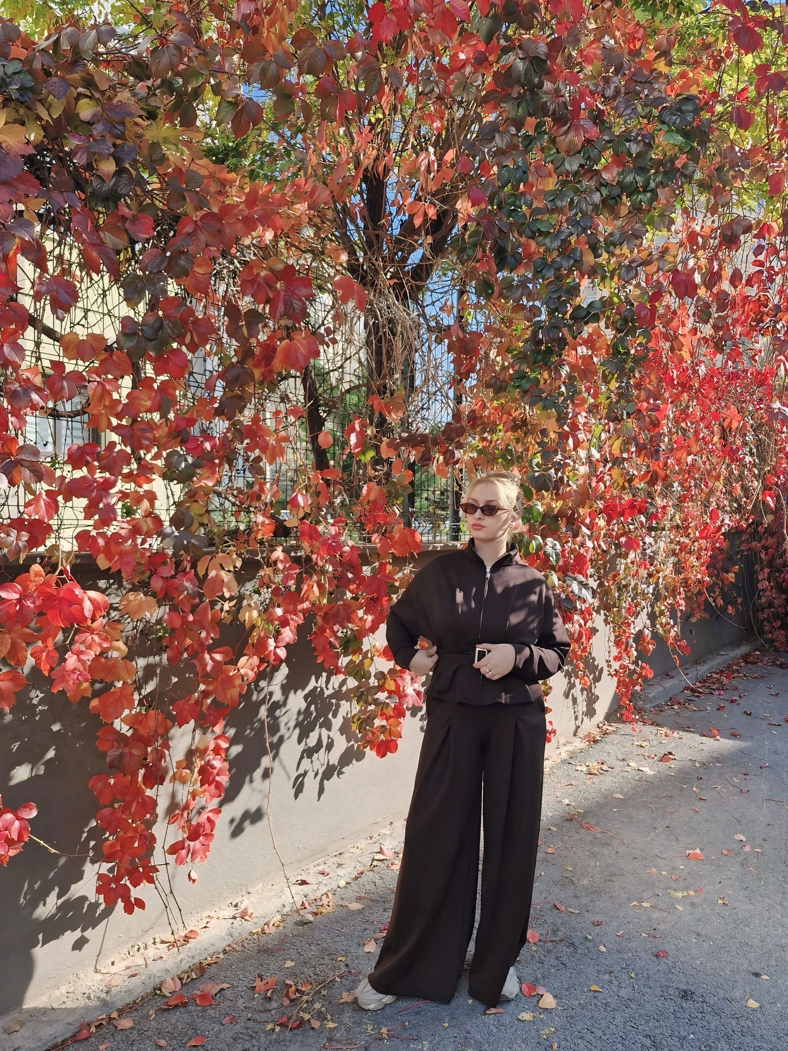 Kahverenk Kemer Detaylı Modal 2’li Takım