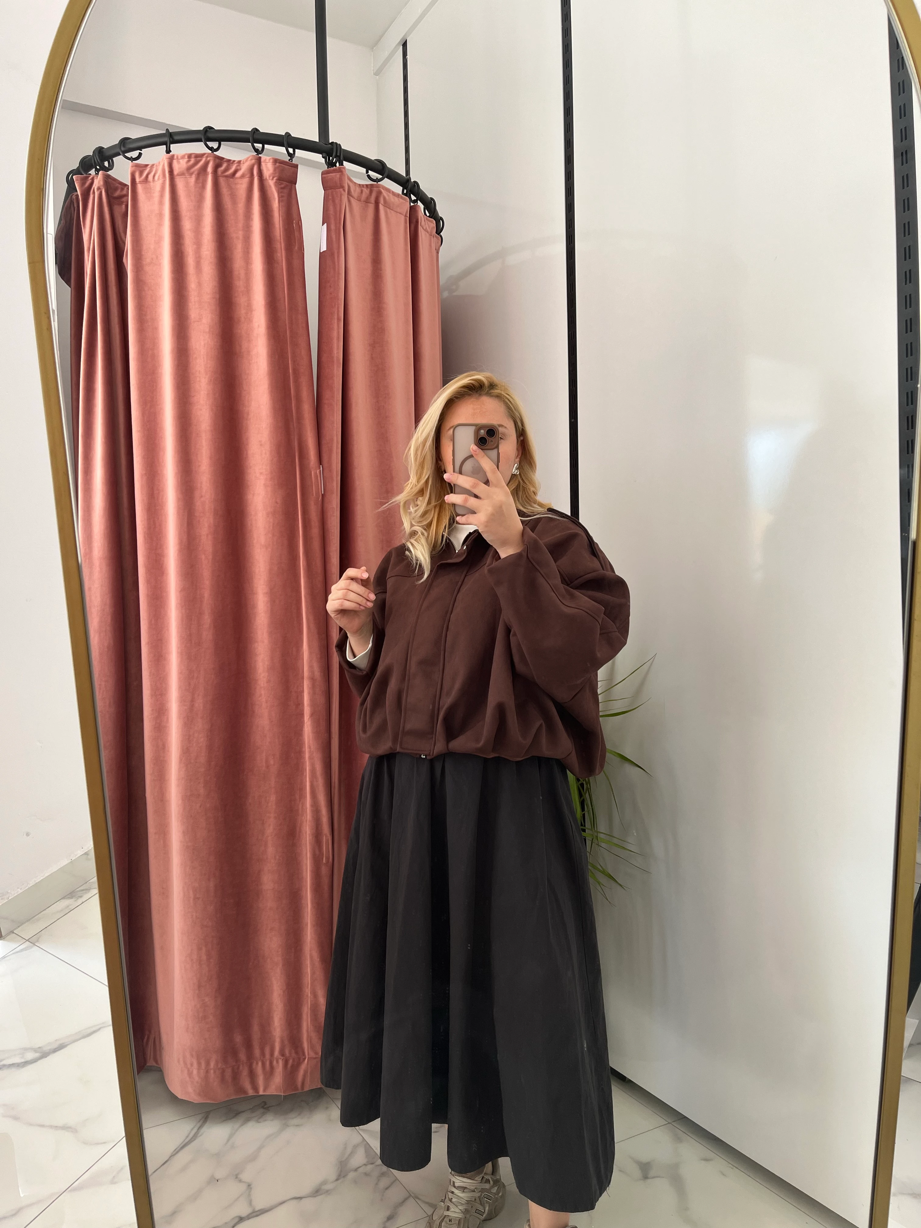 Süet Acı Kahve Bomber Ceket