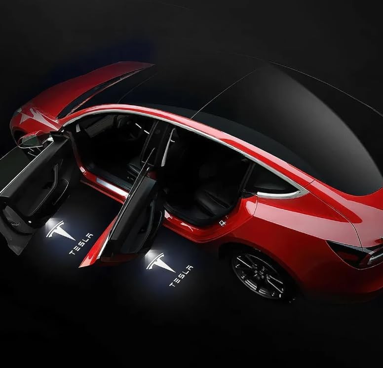Tesla Juniper Model Y ile Uyumlu Araç Kapısı LED Projektör Işığı (Logo + Tesla Yazısı)