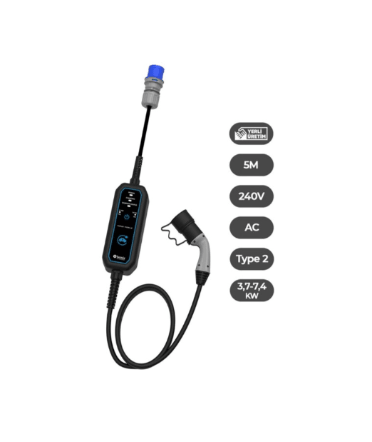 Bemis 3,7 - 7,4 kW Mono Mobil Araç Şarj Aleti - 5 Metre