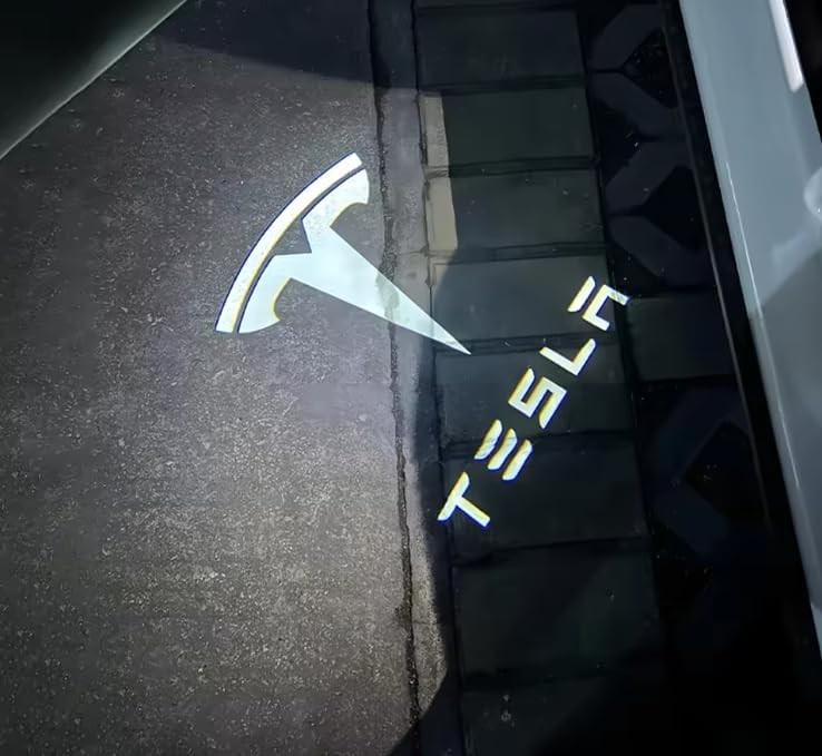 Tesla Juniper Model Y ile Uyumlu Araç Kapısı LED Projektör Işığı (Logo + Tesla Yazısı)