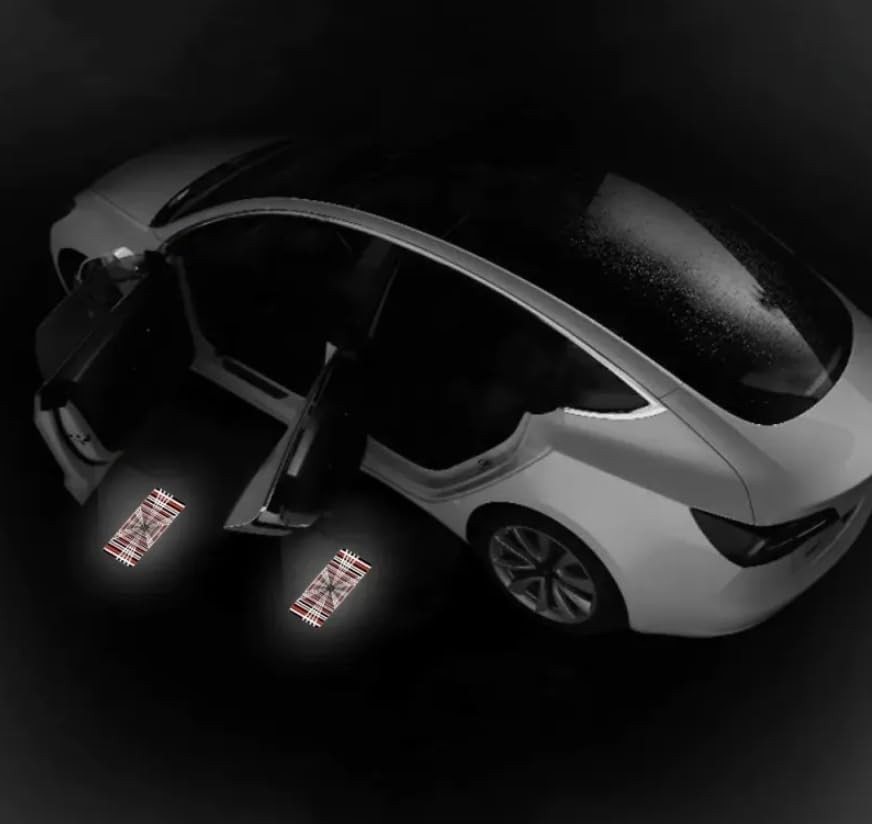 Tesla Juniper ve Model Y ile Uyumlu Araç Kapısı LED Projektör Işığı (Plaid Logo)