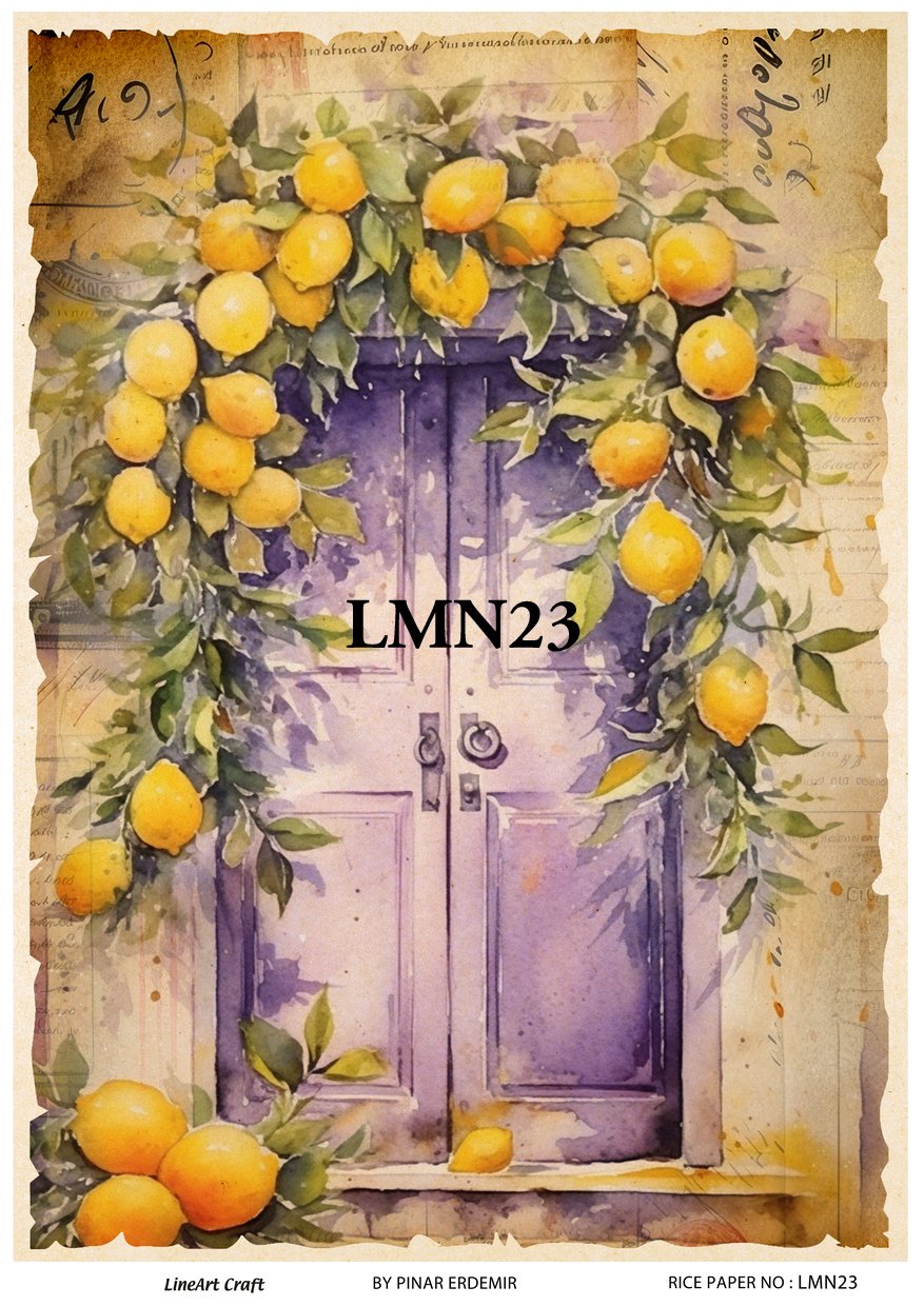 Limon Serisi LMN23 Limon, Sarı, Kapı Desen Pirinç Dekopaj 30x42