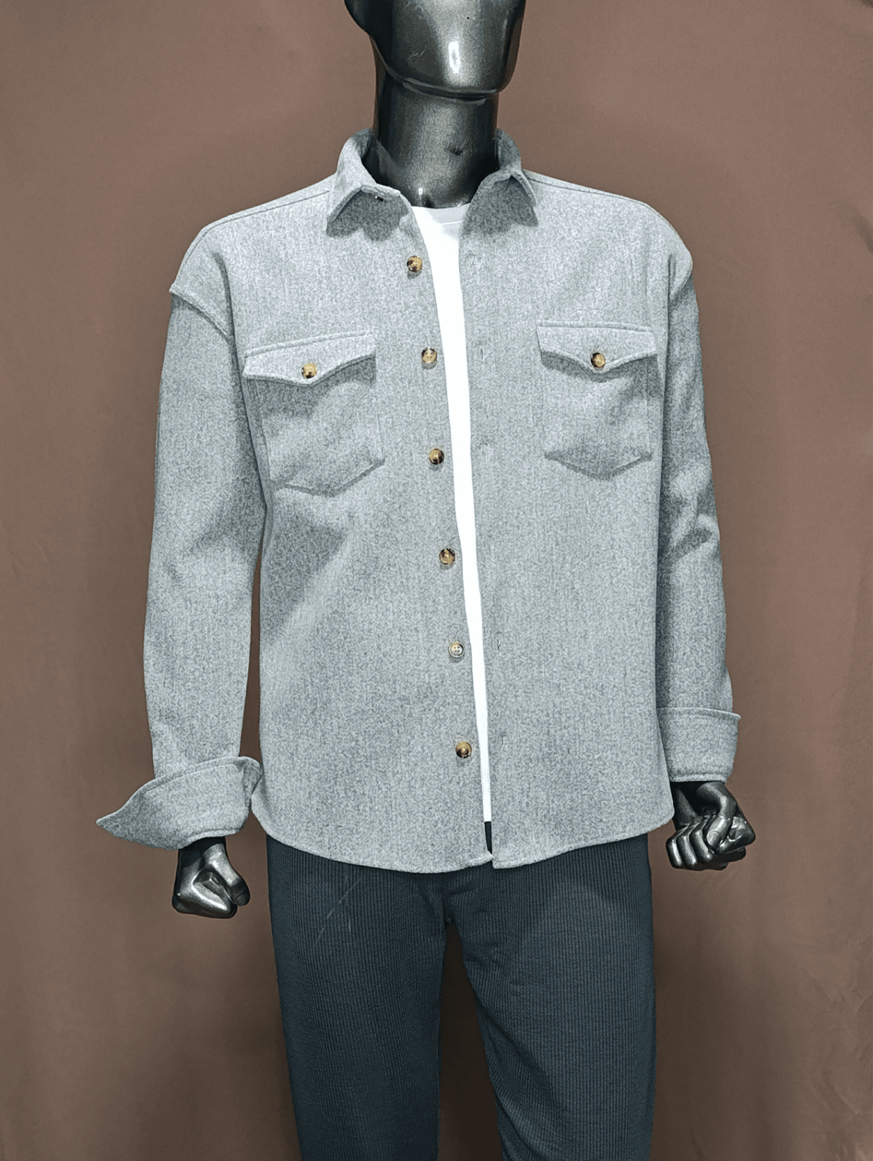 Erkek Çift Cep Kaşe Kışlık Gömlek