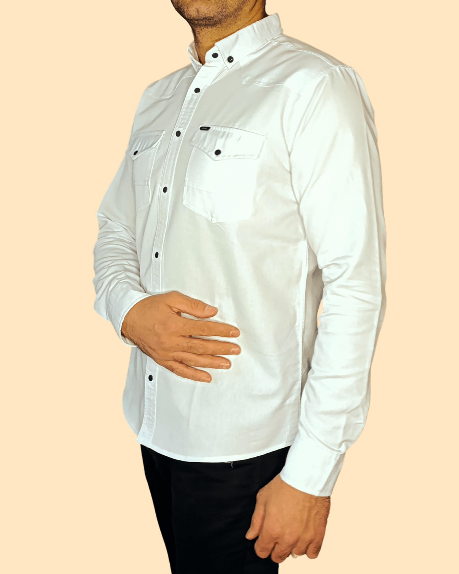 Erkek Çıtçıtlı Uzun Kol Gabardin Cepli Gömlek