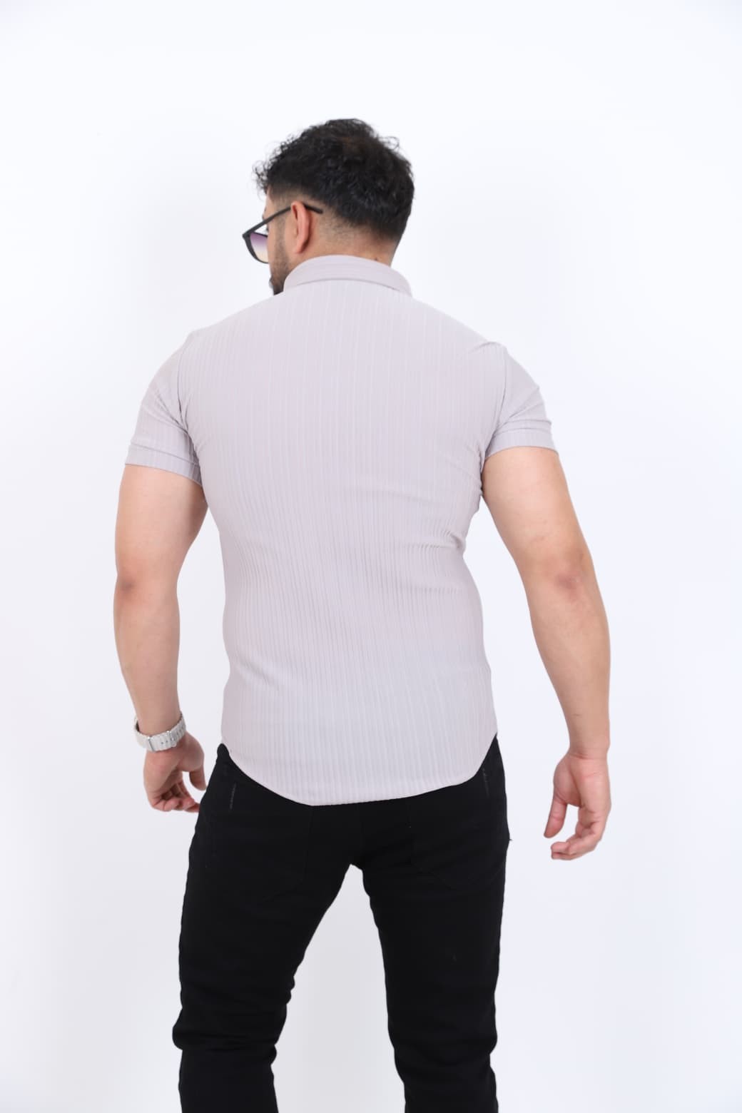 Slim Fit Fitilli Kısa Kol Gömlek