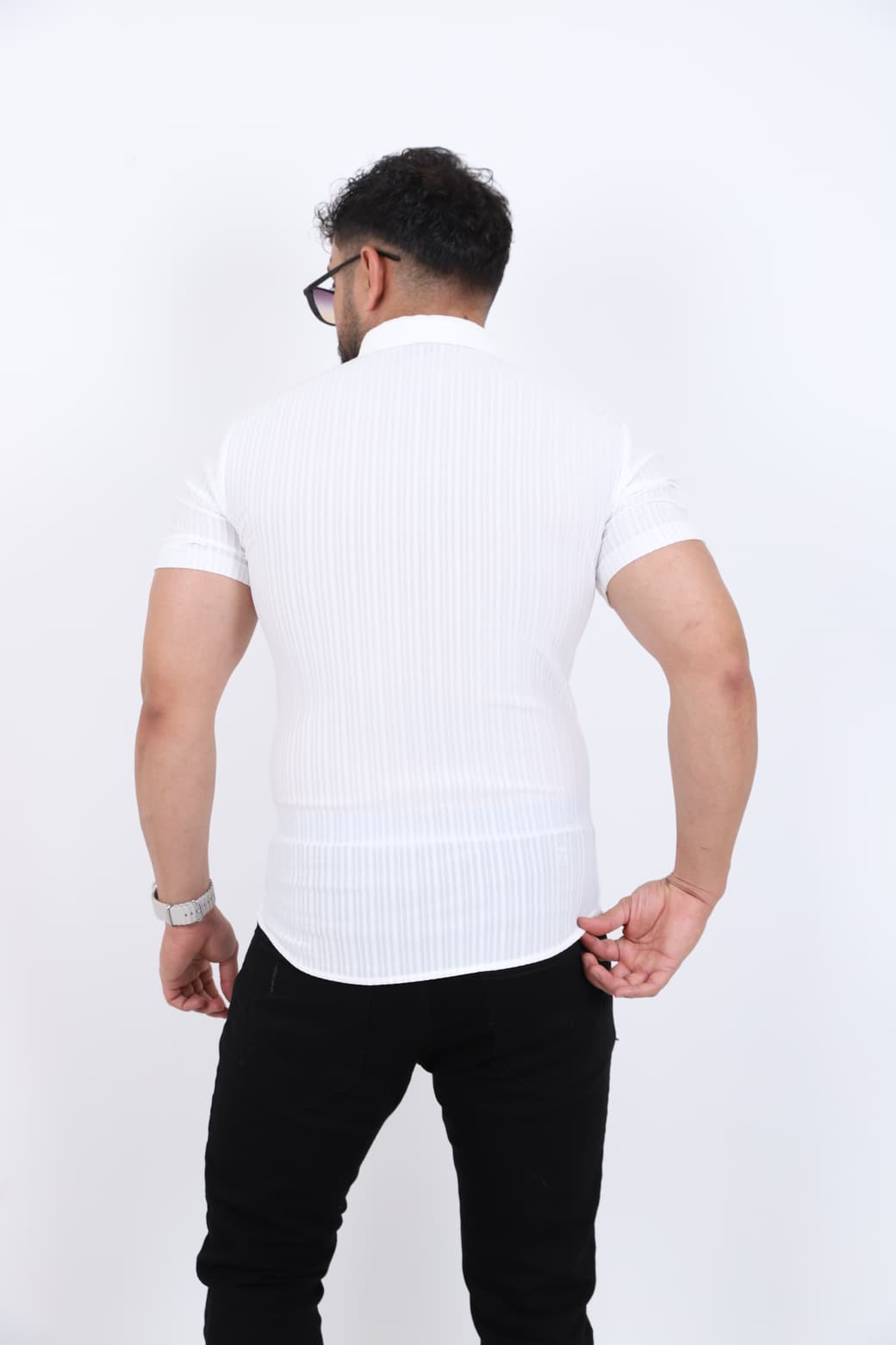 Slim Fit Fitilli Kısa Kol Gömlek