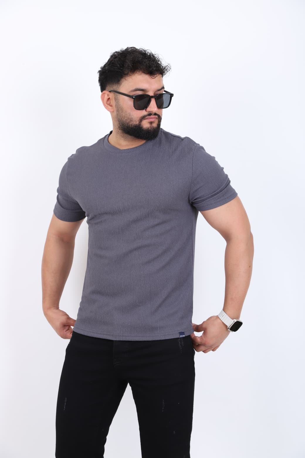 Sade Tasarım Basic T-shirt - Füme / Antrasit