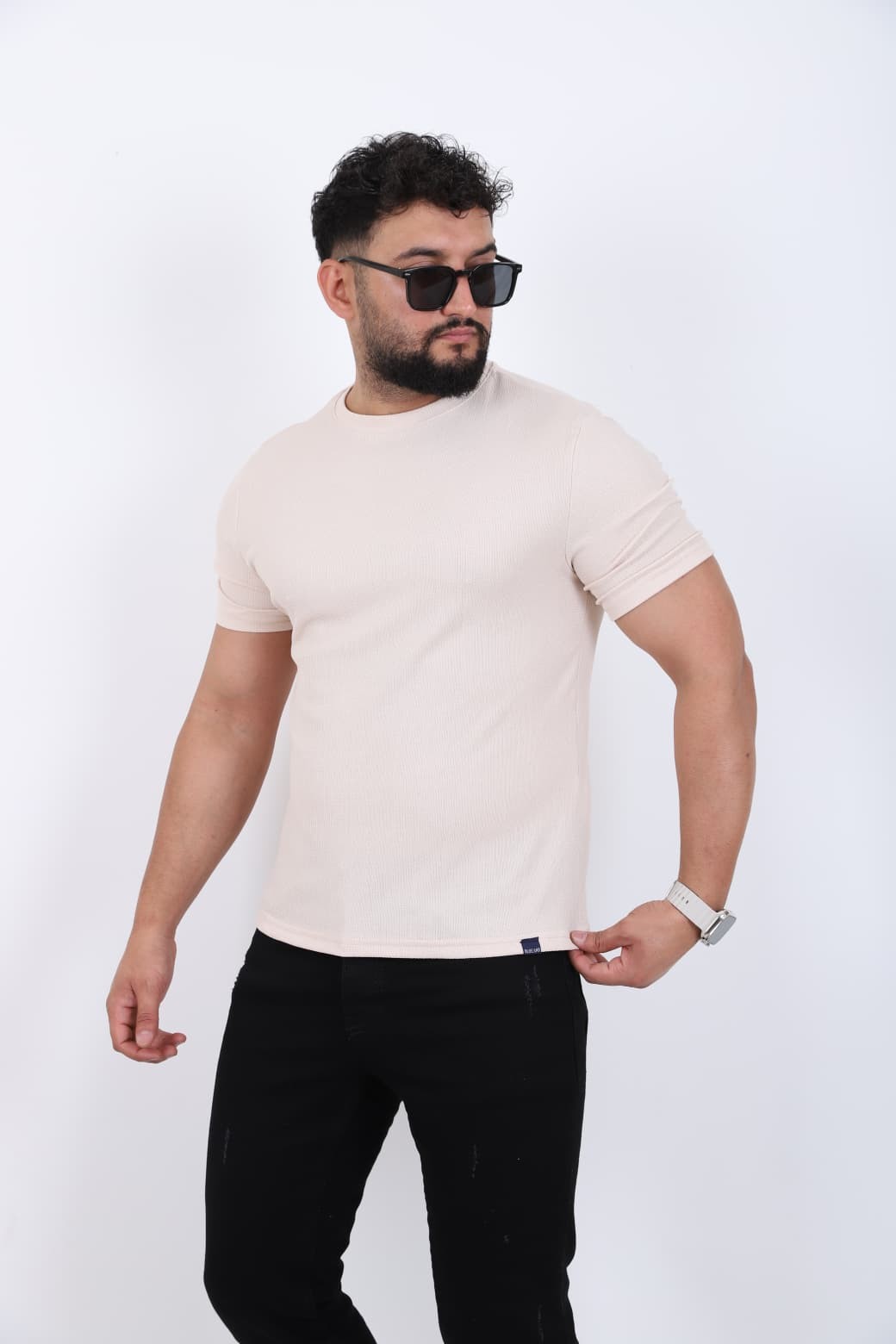Sade Tasarım Basic T-shirt - Krem