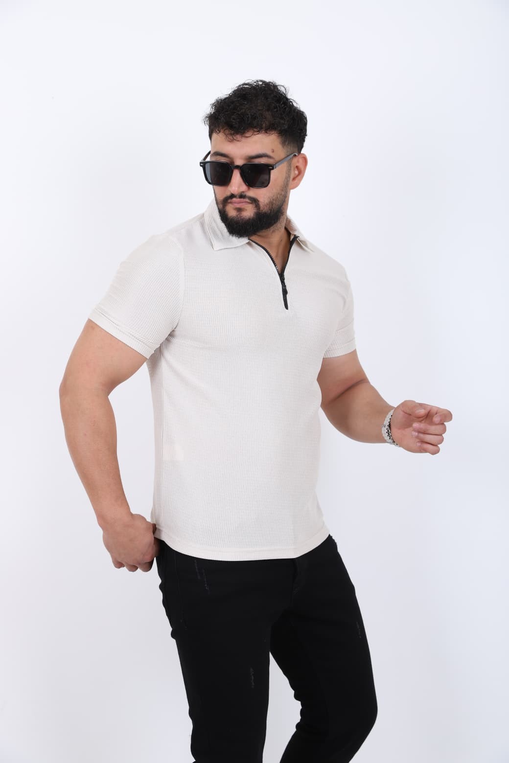 Fermuar Detaylı Polo Yaka T-shirt