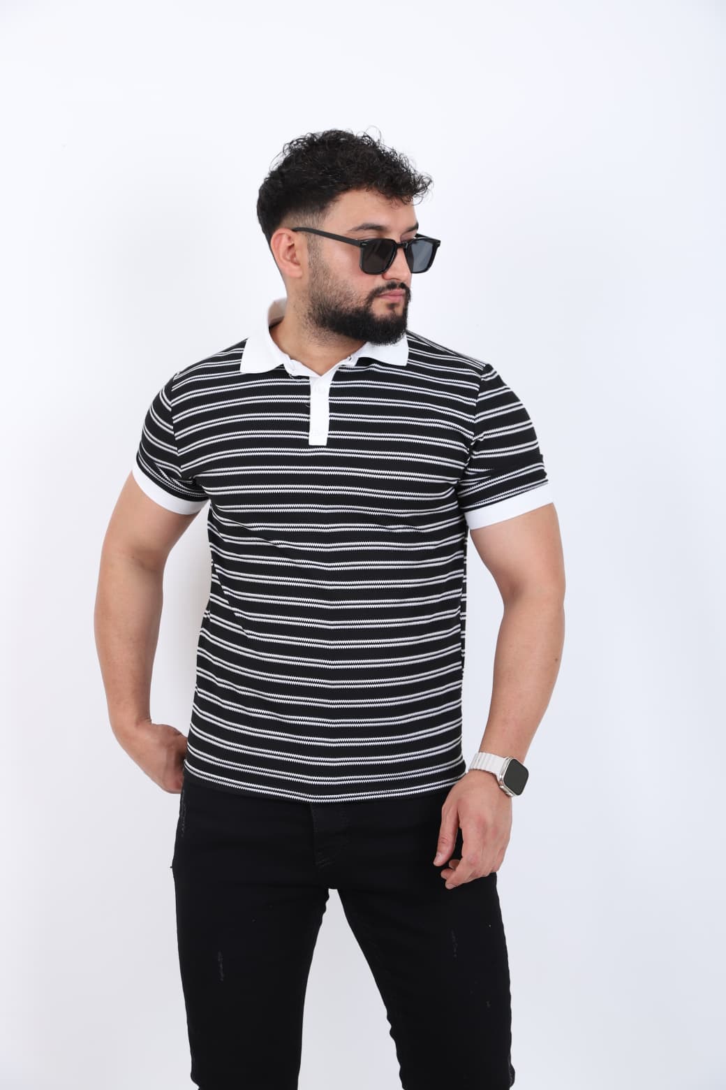 Çizgi Detaylı Slim Fit Polo Yaka T-shirt