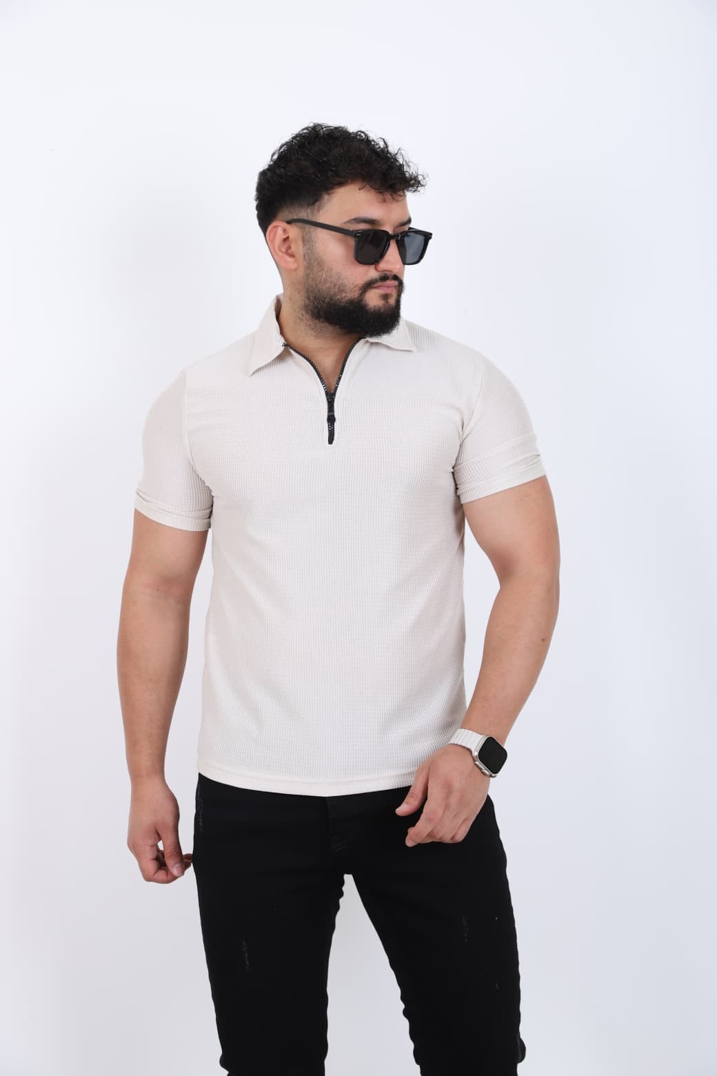 Fermuar Detaylı Polo Yaka T-shirt