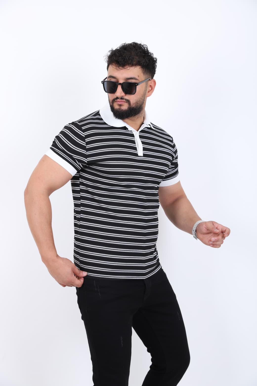 Çizgi Detaylı Slim Fit Polo Yaka T-shirt