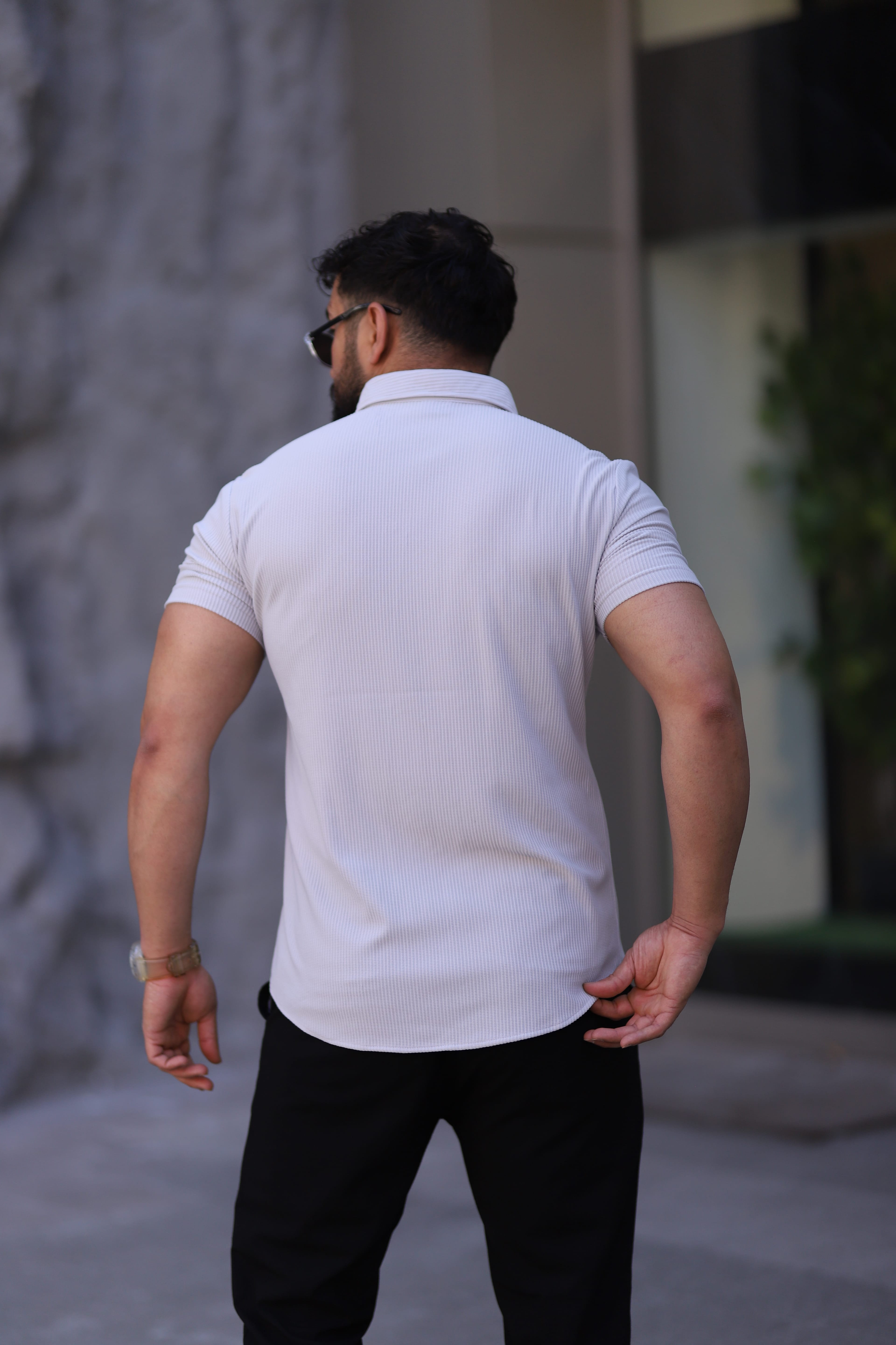 Ottoman Düğmeli Yaka Kısa Kollu Fit Gömlek