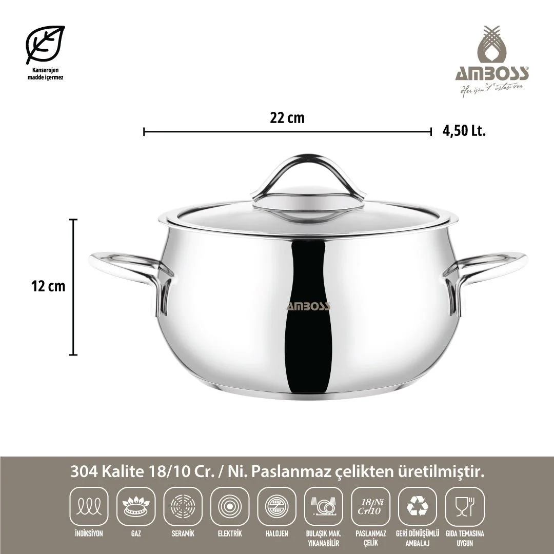 Amboss Moon 10 Parça Paslanmaz Çelik Çeyiz Tencere Seti