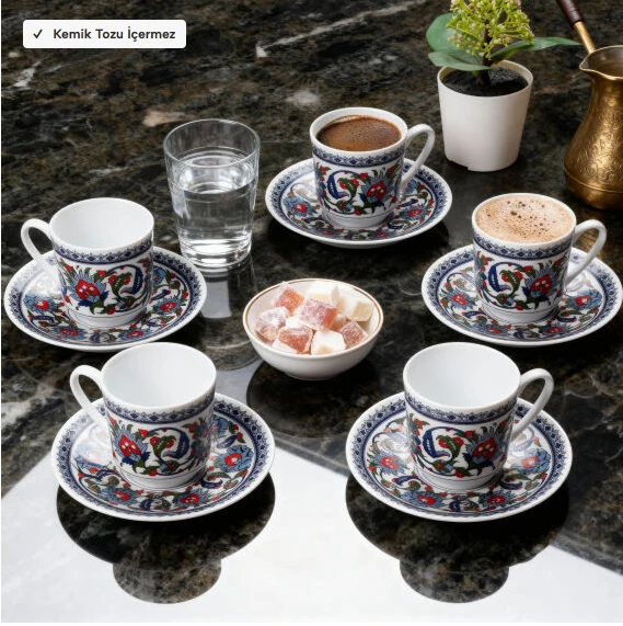 GÜRAL PORSELEN TOPKAPI  MODELİ İ 6 KİŞİLİK FİNCAN TAKIMI