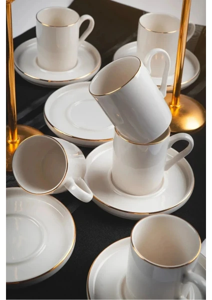 FARİKA ALTIN YALDIZ ŞEMS 6 KİŞİLİK PORSELEN FİNCAN TAKIMI