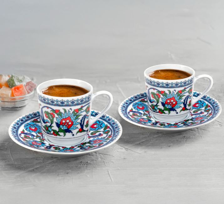 GÜRAL PORSELEN TOPKAPI MODELİ 6 KİŞİLİK 12 PARÇA FİNCAN TAKIMI