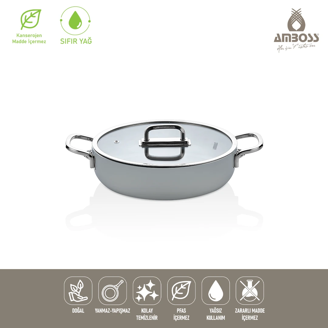 Amboss Sera Nova Seramik Yanmaz Yapışmaz Basık Tencere 24 cm