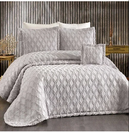 GOLDEN HOME CAROLİNA ÇİFT KİŞİLİK YASTIKLI PİKE GRİ