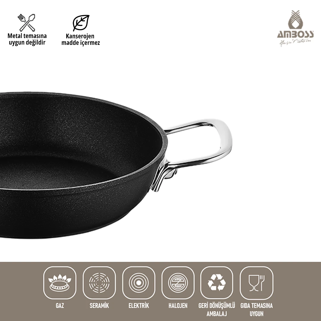 Amboss Dark Yanmaz Yapışmaz Titanyum Kaplama Sahan 20 cm