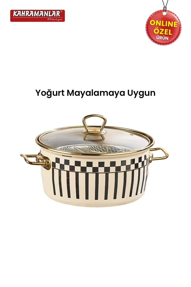 KAHRAMANLAR 22 CM EMAYE FRİTÖZLÜ KIZARTMA TENCERESİ DESENLİ