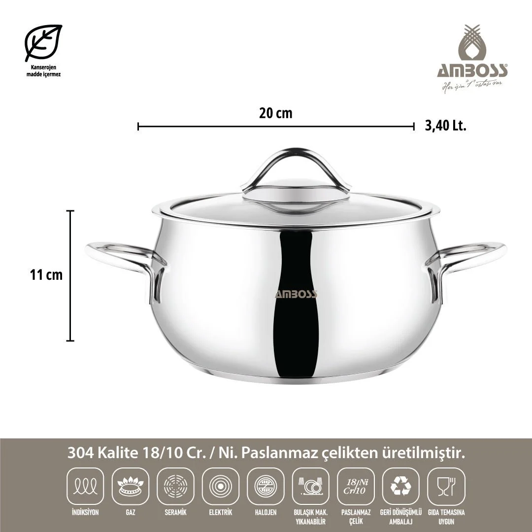 Amboss Moon 10 Parça Paslanmaz Çelik Çeyiz Tencere Seti