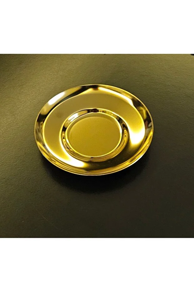 TİAMO 6 ADET YUVARLAK GOLD ÇAY TABAĞI 18/10 ÇELİK PASLANMAZ