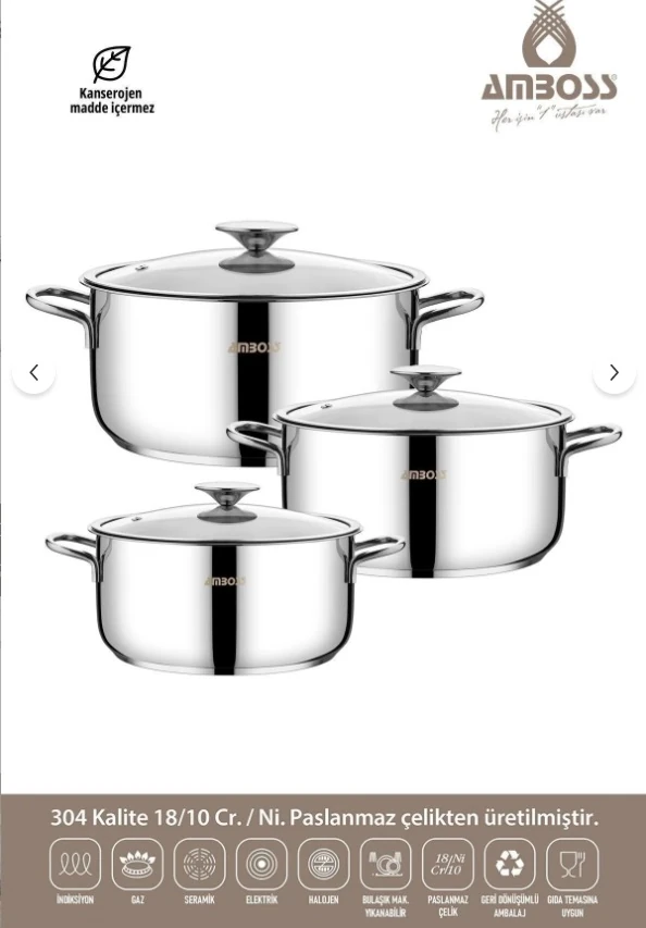 AMBOS COOL 6 PARCA TENCERE ÇELİK TENCERE  SETİ
