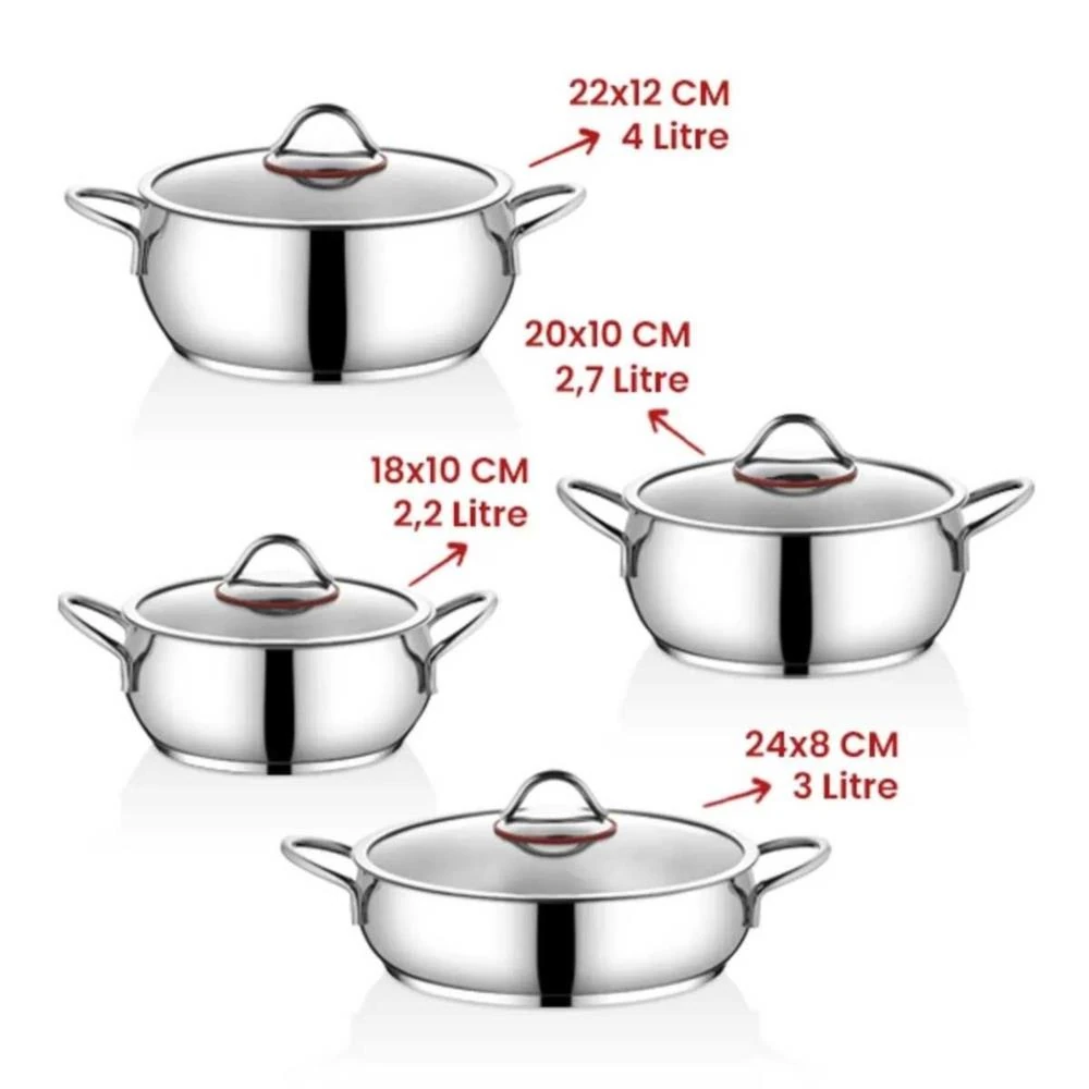 KAHRAMANLAR ELİT PRİME 8 PARÇA ÇELİK TENCERE SETİ