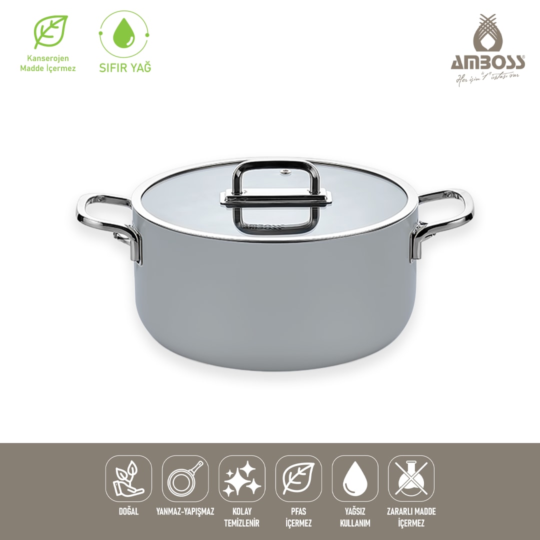 Amboss Sera Nova 24 cm Gri Seramik Derin Tencere