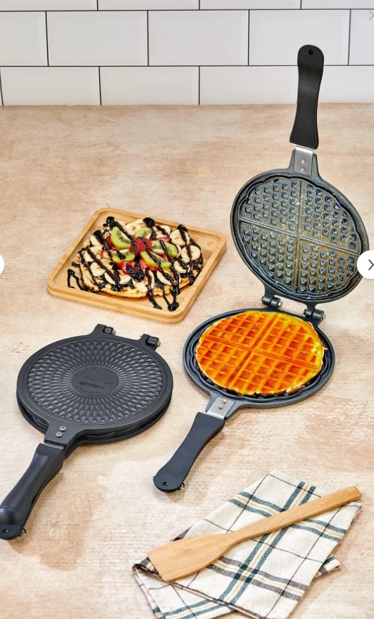 PoloChef Döküm Waffle Tavası Bakalit Sap