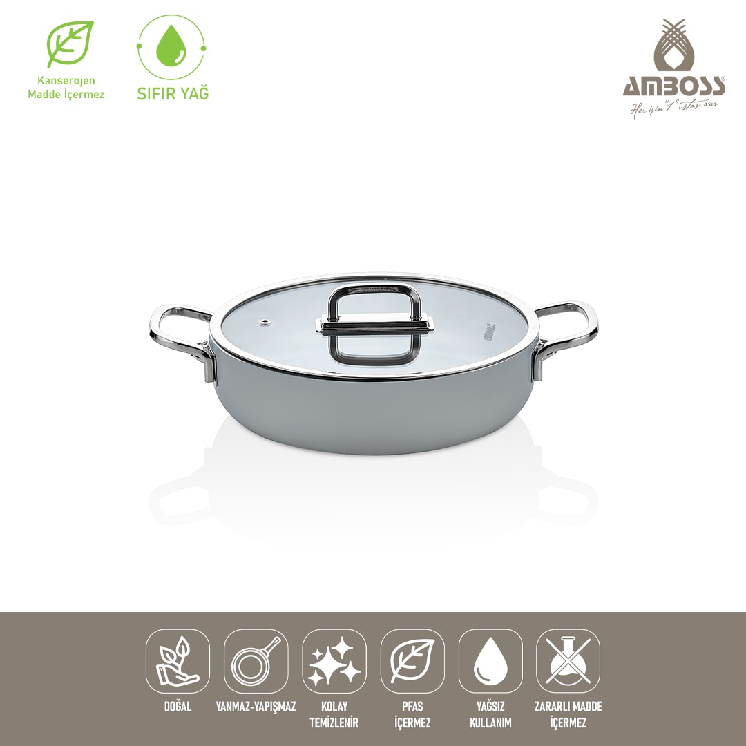 Amboss Sera Nova Seramik Yanmaz Yapışmaz Basık Tencere 30 cm