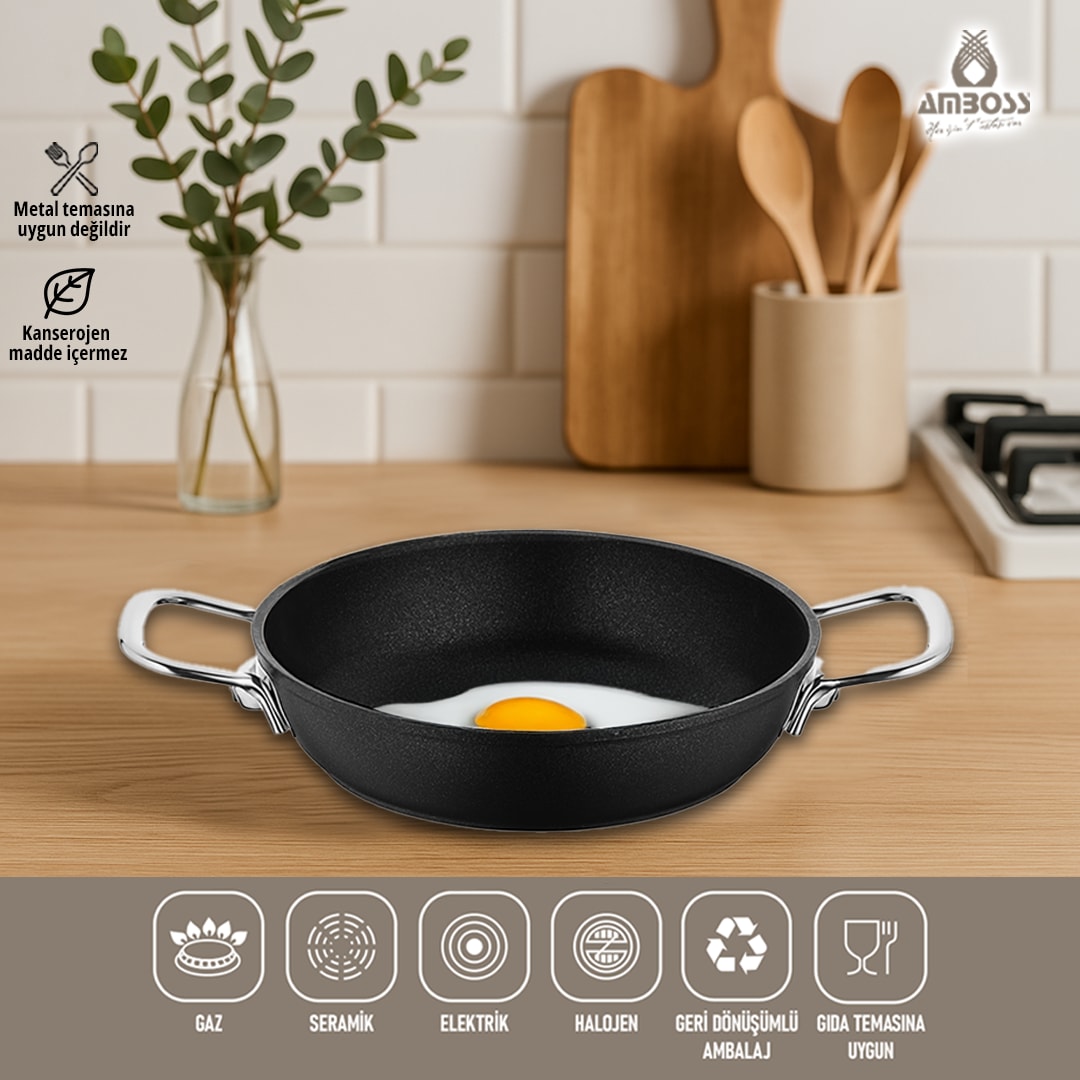 Amboss Dark Yanmaz Yapışmaz Titanyum Kaplama Sahan 22 cm