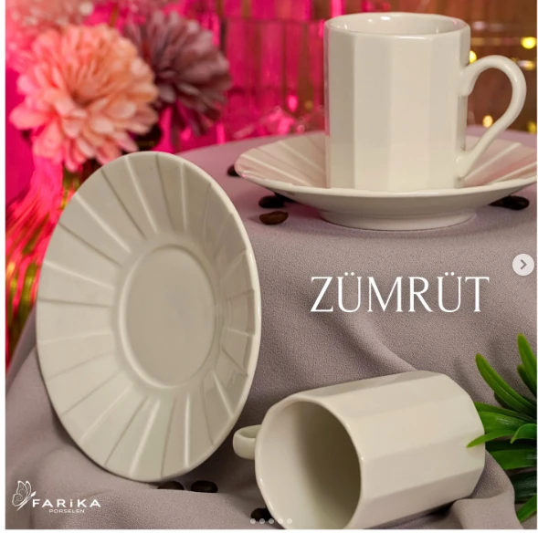 FARİKA ZÜMRÜT MODELİ  6 KİŞİLİK PORSELEN FİNCAN TAKIMI