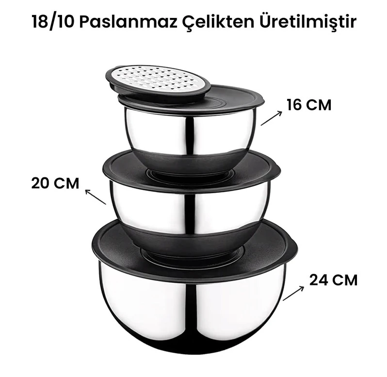 KAHRAMANLAR 3 LÜ KARIŞTIRMA KABI ÇELİK