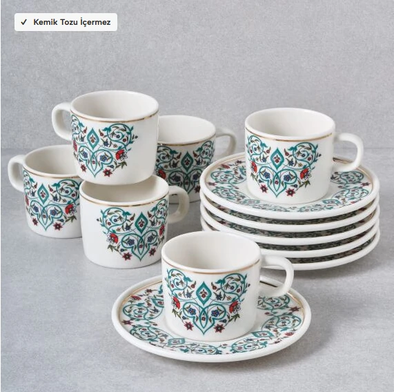 GÜRAL PORSELEN OSMANLI MOTİFLİ 6 KİŞİLİK FİNCAN TAKIMI