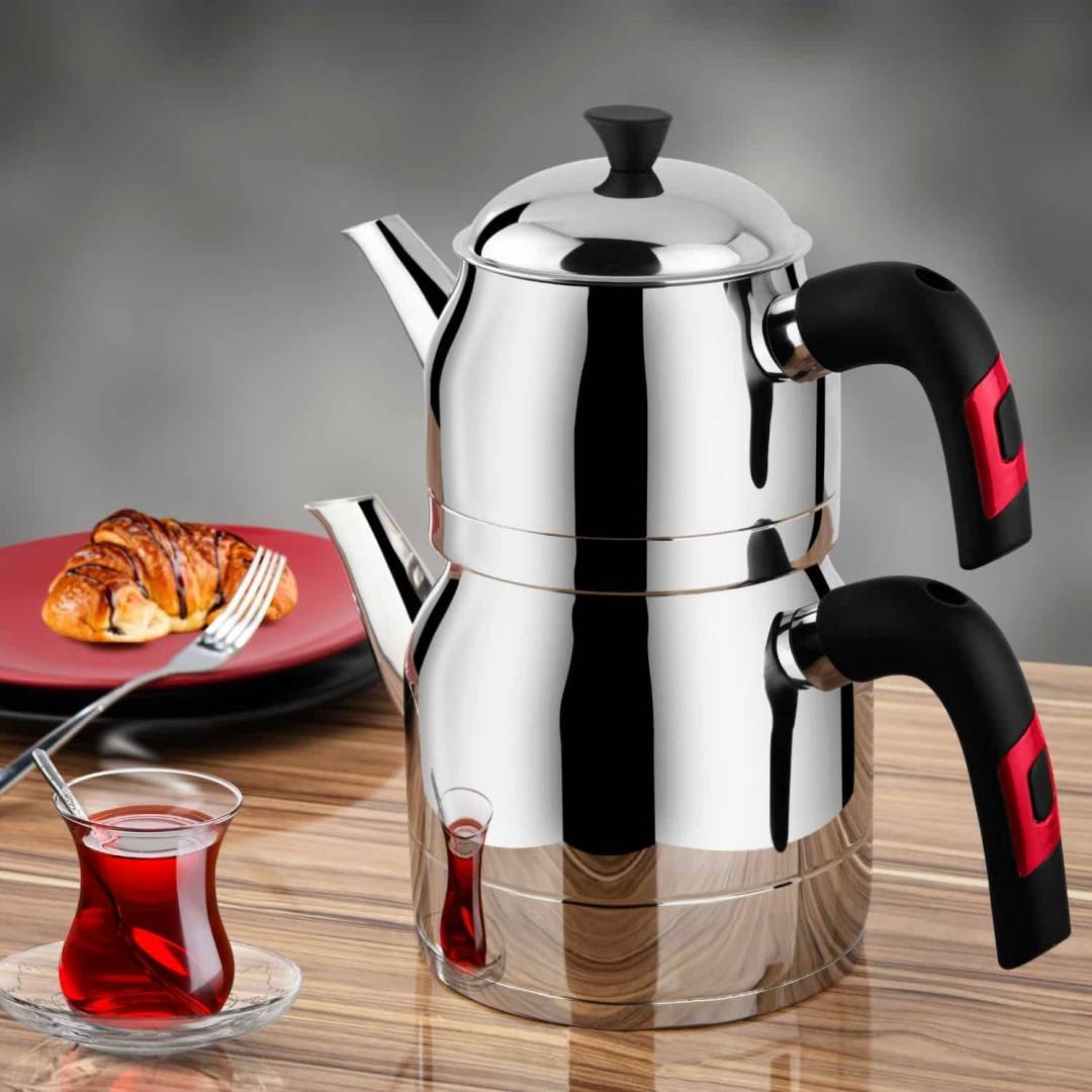 LİNES AYPERİ ORTA BOY KRİSTAL KULPLU 304 PASLANMAZ ÇAYDANLIK