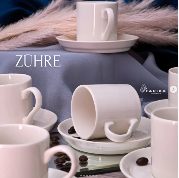 FARİKA ZÜHRE  MODELİ 6 KİŞİLİK PORSELEN FİNCAN TAKIMI